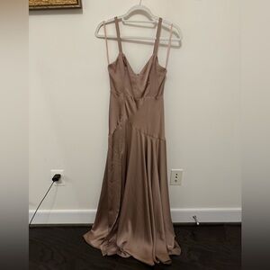 Fame and Partners Satin Tan Dress